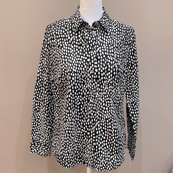 NWOT J Crew Black White & Tan Button Down - Picture 1 of 2